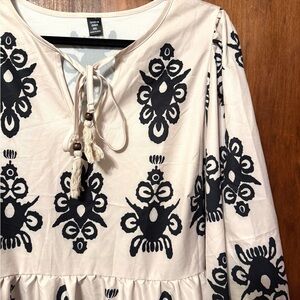 Cream and Black Midi Dress